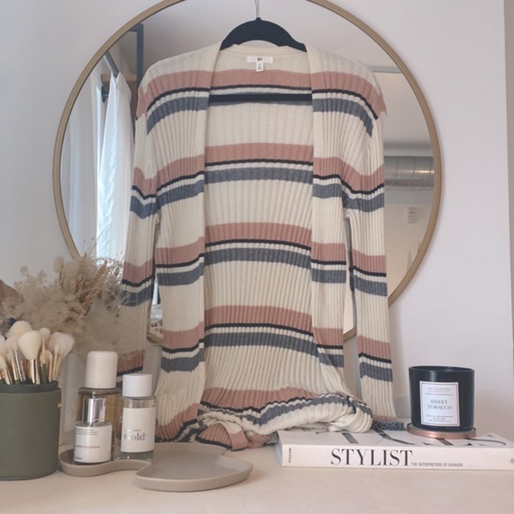 BP. Ribbed Light Knit Cocoon Cardigan Sweater Robe - Picture 6 of 9